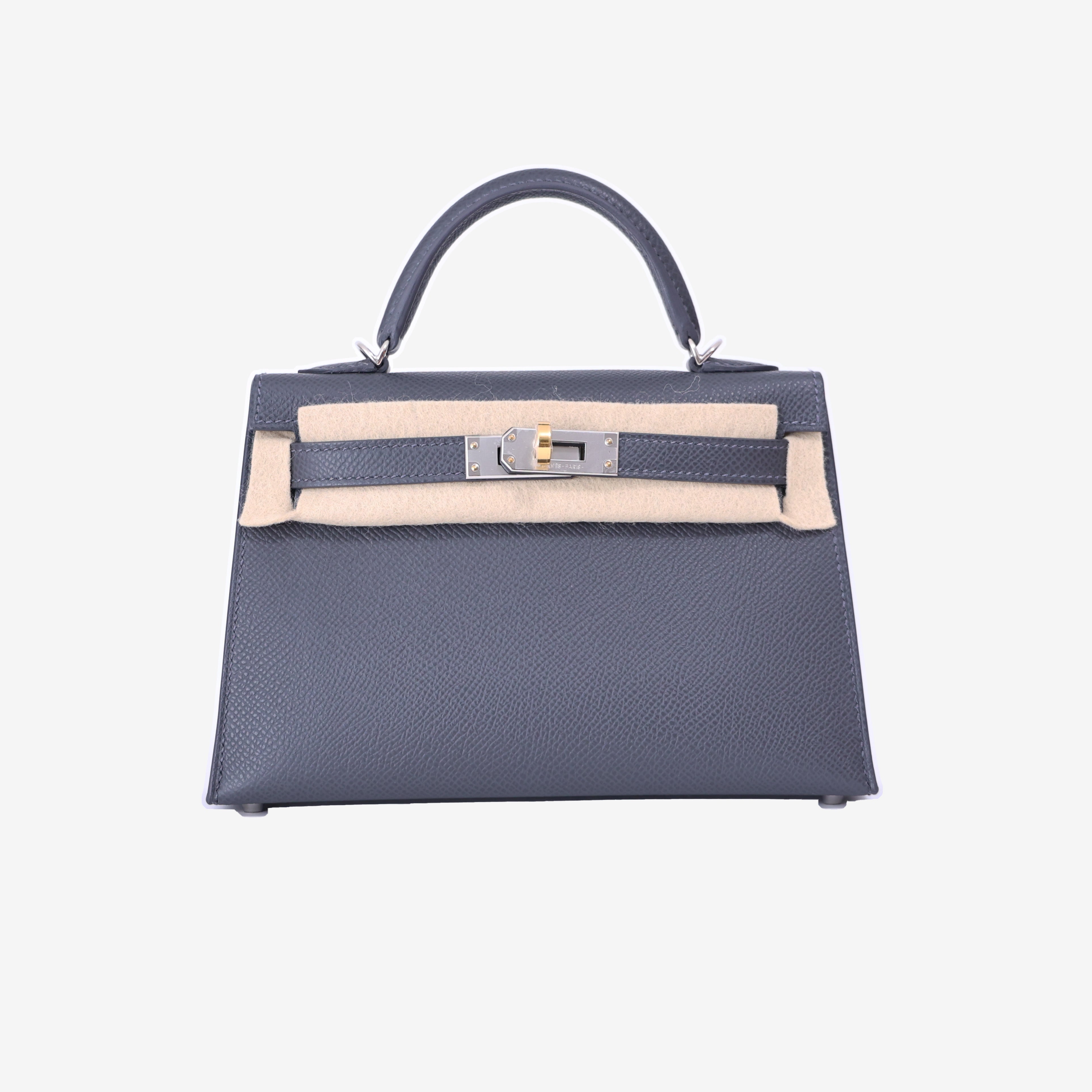 Hermès Mini Kelly 20 in Ardoise Epsom Leather with Electrum