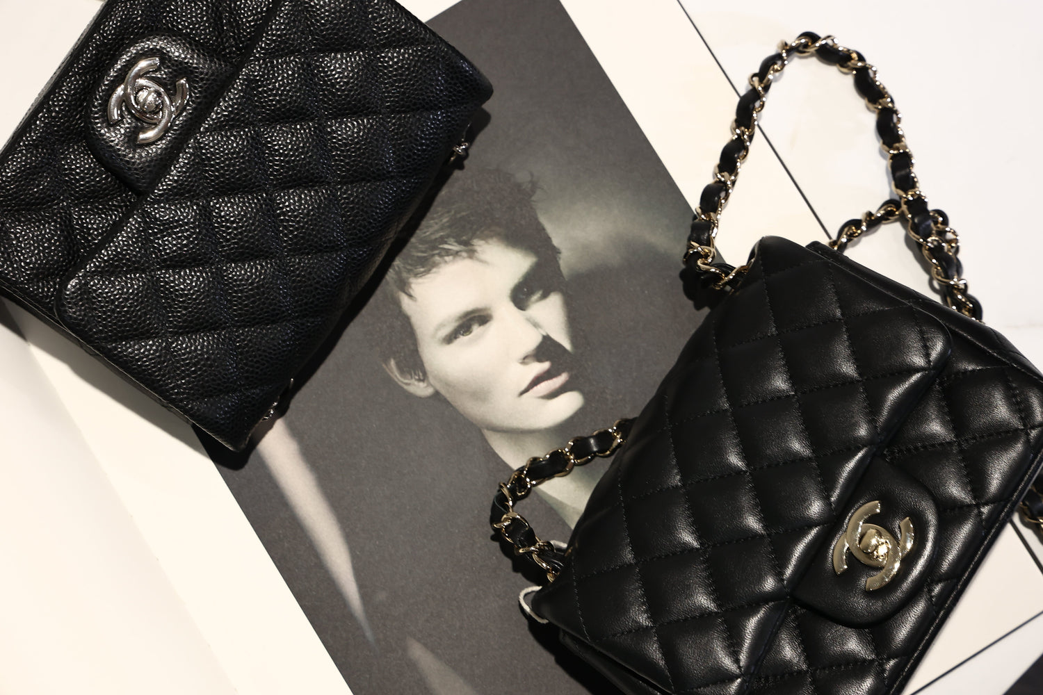 Chanel classic flap caviar vs lambskin leather bags styling inspiration luxury look