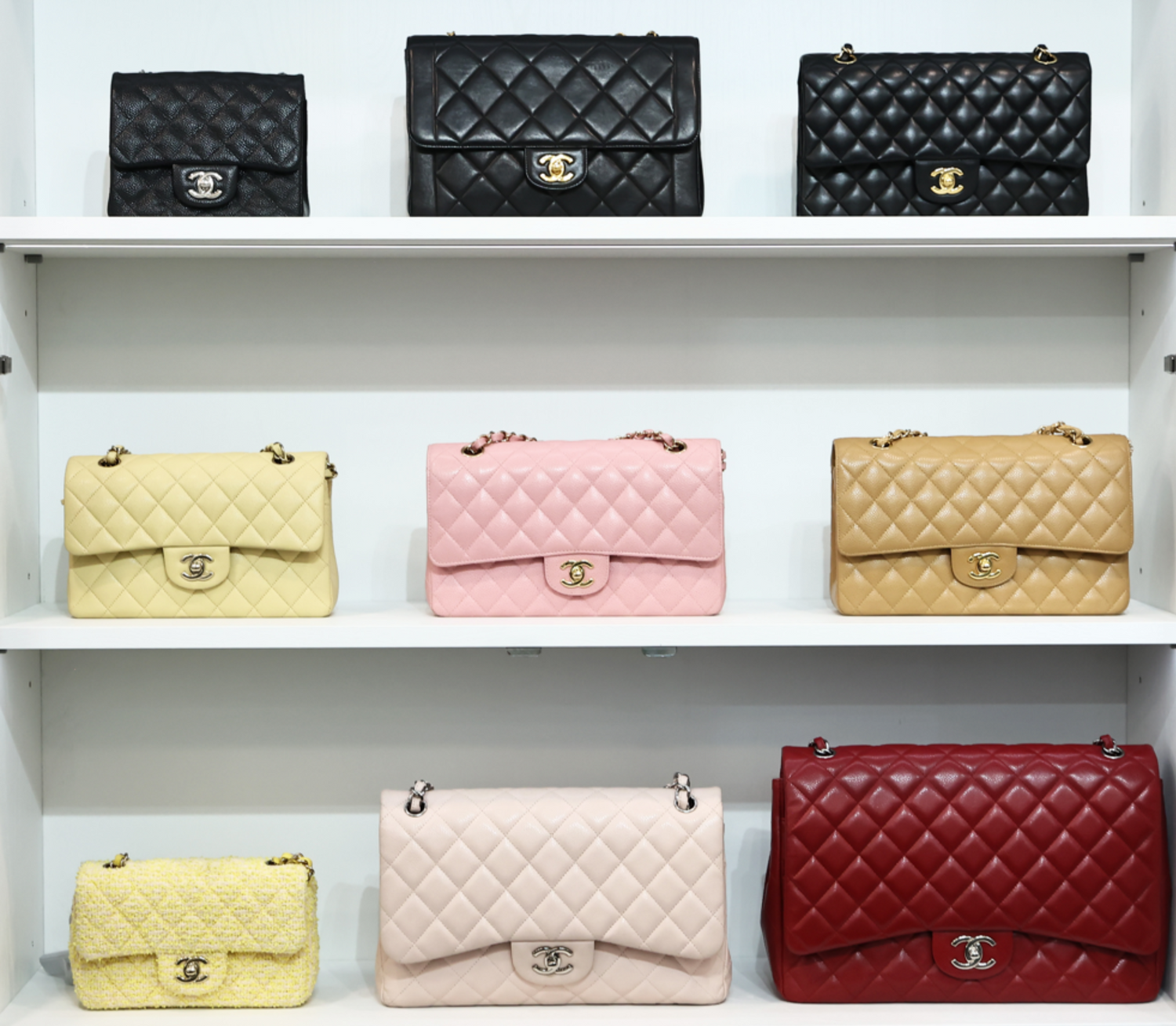 Chanel classic flap size guide comparison different sizes mini small medium jumbo