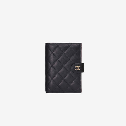 Chanel Passport Holder in Black Caviar Leather with Gold Hardware