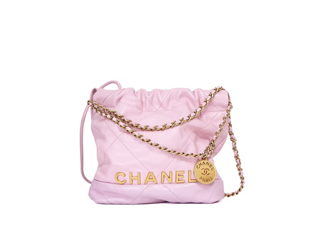 Chanel 22 Mini Bag in Pink Calfskin Leather with Gold Hardware