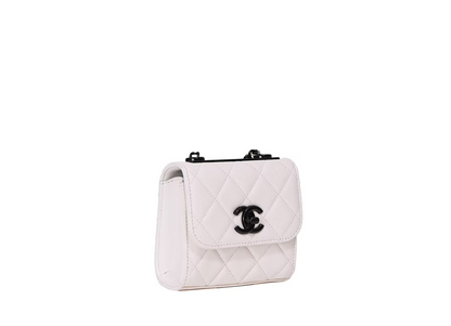 Chanel Mini Trendy CC Clutch with Chain in White Quilted Lambskin