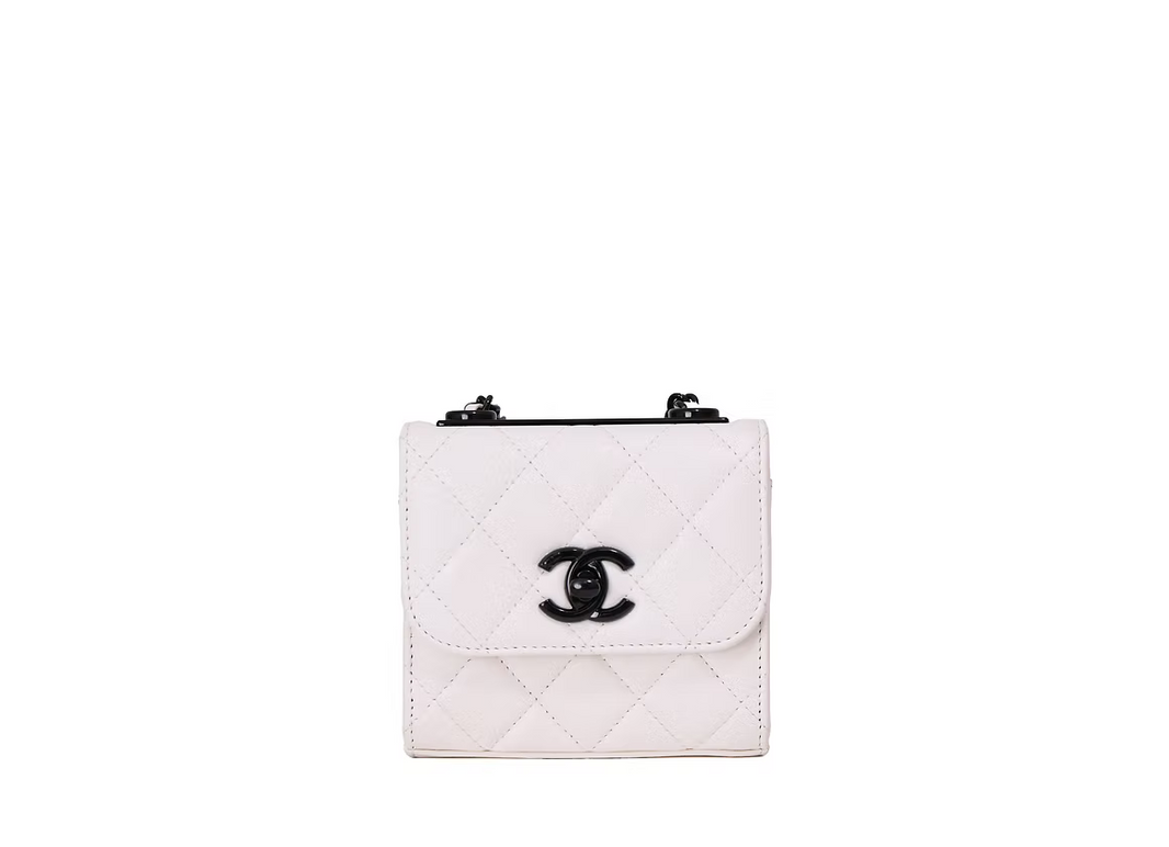 Chanel Mini Trendy CC Clutch with Chain in White Quilted Lambskin