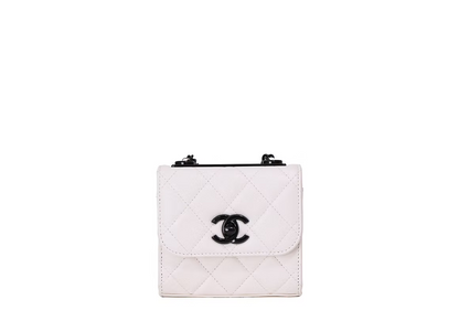 Chanel Mini Trendy CC Clutch with Chain in White Quilted Lambskin