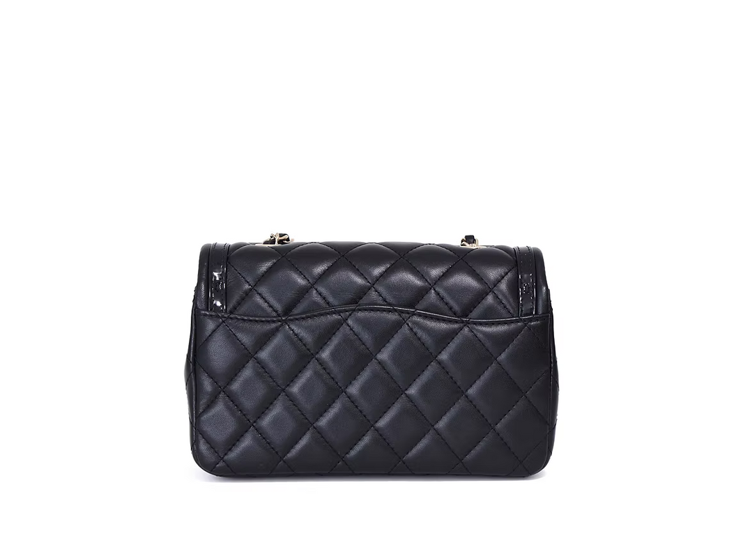 Chanel Mini Flap in Black Lambskin/Patent Leather with Gold Hardware (Contact to Enquire)