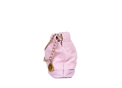 Chanel 22 Mini Bag in Pink Calfskin Leather with Gold Hardware