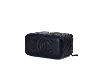 Chanel Lambskin Small Top Handle Vanity Case With Chain Black (Contact to Enquire)