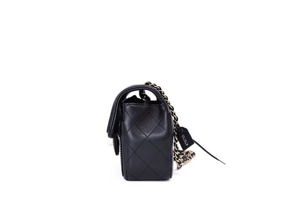 Chanel Mini Flap in Black Lambskin/Patent Leather with Gold Hardware (Contact to Enquire)