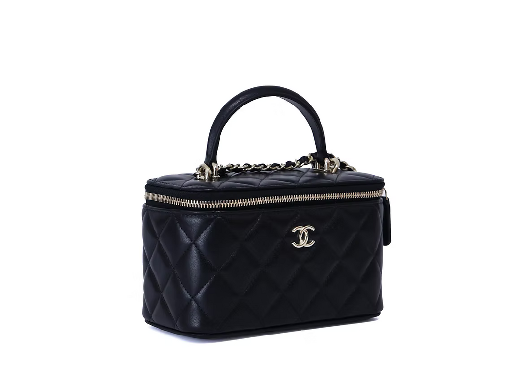 Chanel Lambskin Small Top Handle Vanity Case With Chain Black (Contact to Enquire)