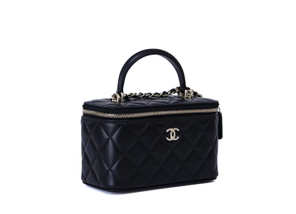 Chanel Lambskin Small Top Handle Vanity Case With Chain Black (Contact to Enquire)