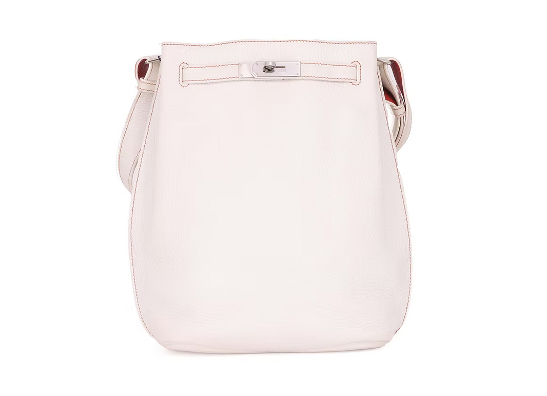 Hermès So Kelly Shoulder Bag in White Clemence Leather Palladium Hardware (Contact to Enquire)