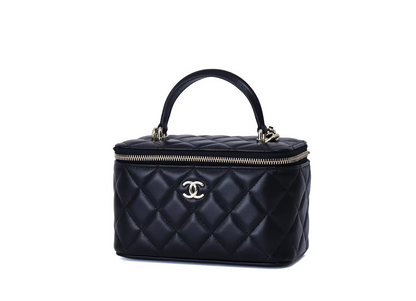 Chanel Lambskin Small Top Handle Vanity Case With Chain Black (Contact to Enquire)