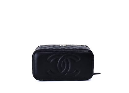 Chanel Lambskin Small Top Handle Vanity Case With Chain Black (Contact to Enquire)