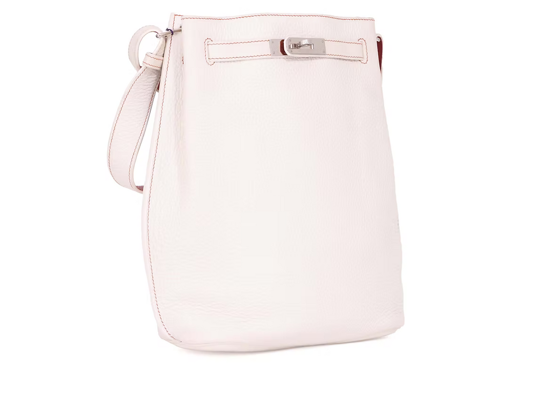 Hermès So Kelly Shoulder Bag in White Clemence Leather Palladium Hardware (Contact to Enquire)