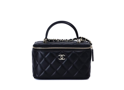 Chanel Lambskin Small Top Handle Vanity Case With Chain Black (Contact to Enquire)