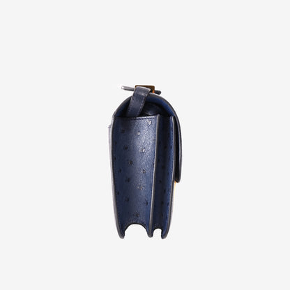 Hermès Constance 18 in Blue Ostrich Leather with Gold-Plated Hardware