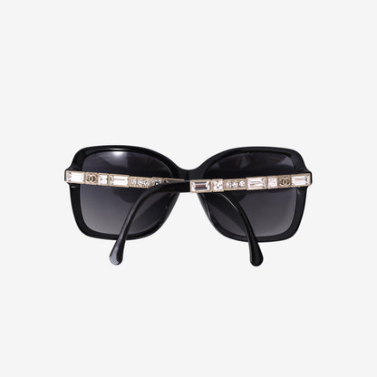 Chanel Bijou Square Sunglasses in Black/Grey Acetate with Faux Pearls