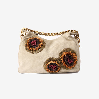 Miu Miu Suede Handbag in Light Olive Green/Sage Green with Gold Hardware