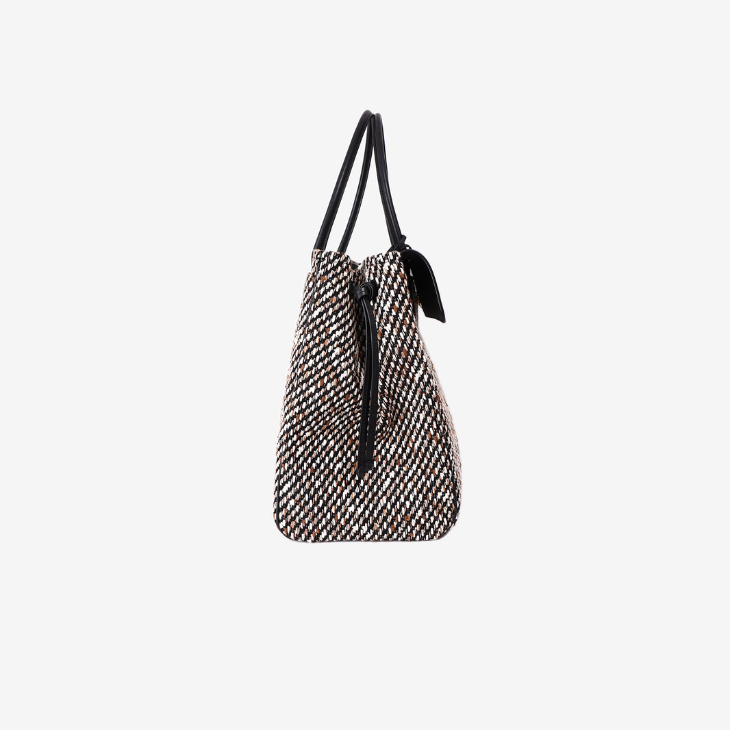 Chanel 26S Large Shopping Bag in Black and Ecru Tweed