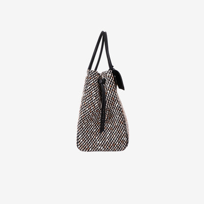 Chanel 26S Large Shopping Bag in Black and Ecru Tweed