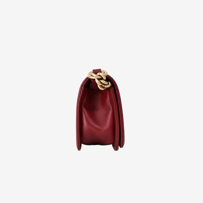 Chanel Small Boy Bag in Red Quilted Lambskin Leather with Gold Hardware