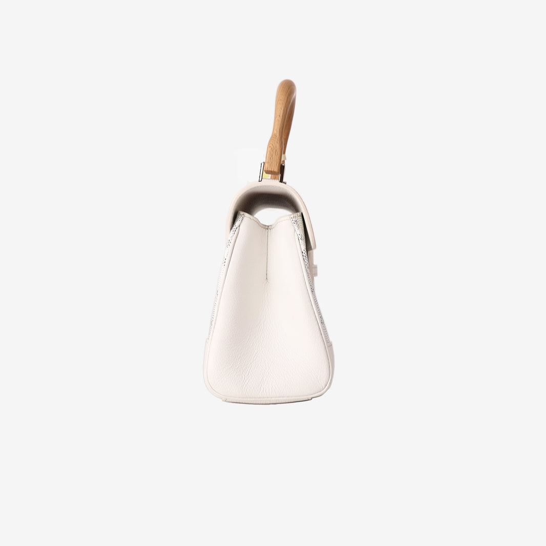 Goyard Saïgon Souple Mini Bag in White Goyardine Canvas with Chevroches Calfskin and Palladium Hardware