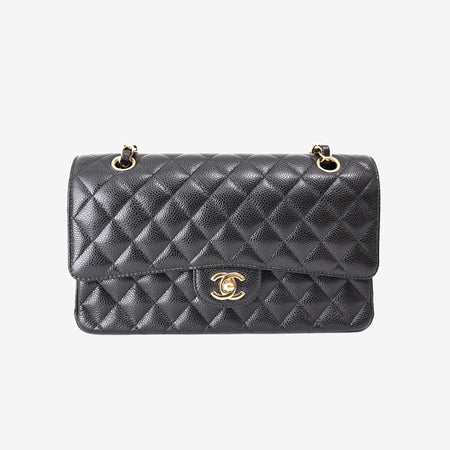 Chanel Classic Double Flap Medium in Black Caviar Leather with Gold Hardware (Contact to Enquire)