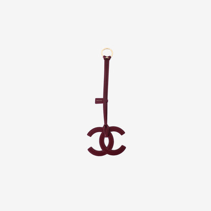 Chanel SS26 CC Logo Mini Bag Charm in Dark Burgundy Lambskin Leather with Gold Hardware back view