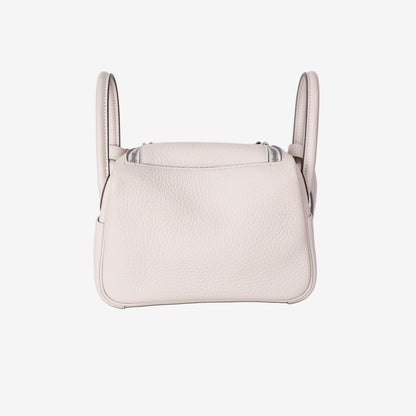 Hermès Mini Lindy in White Clemence Leather with Palladium Hardware