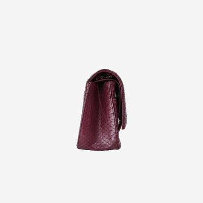 Chanel 2.55 Bag in Burgundy Python Leather with Gold Hardware