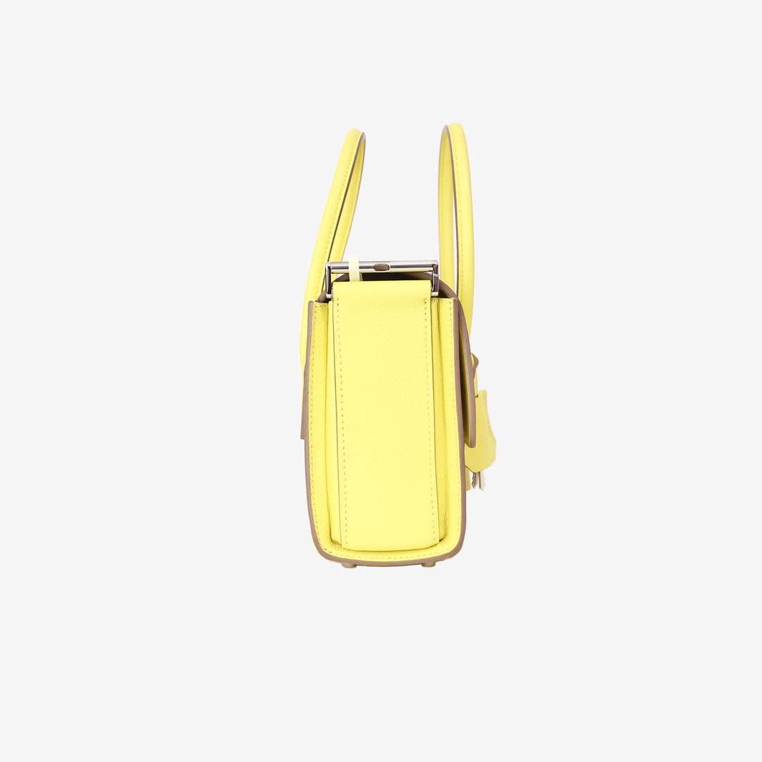 Hermès New Drag 22 in Lime Yellow Evercolor Leather with Palladium Hardware side view