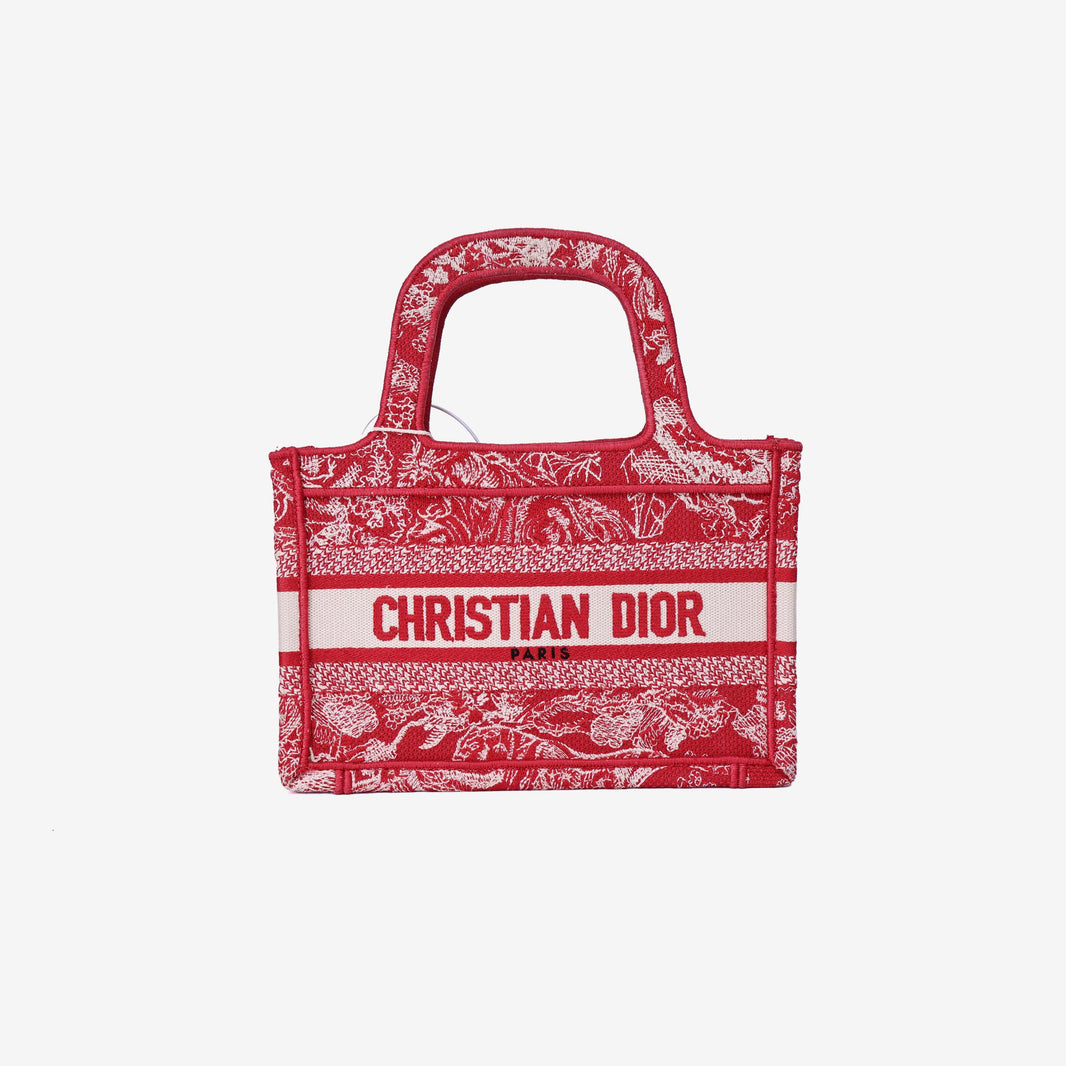 Dior Red Toile de Jouy Red Canvas Tote Bag