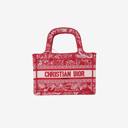 Dior Red Toile de Jouy Red Canvas Tote Bag