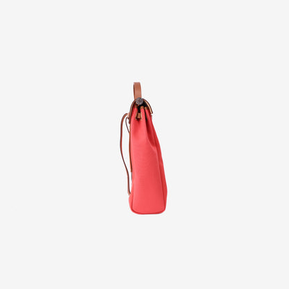 Hermès Herbag Backpack in Red Canvas and Leather with Palladium Hardware