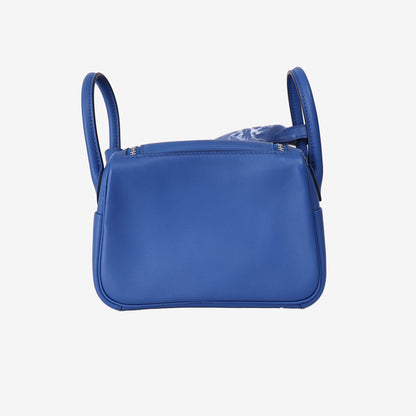 Hermès Mini Lindy 20 in Bleu Swift Leather with Palladium Hardware