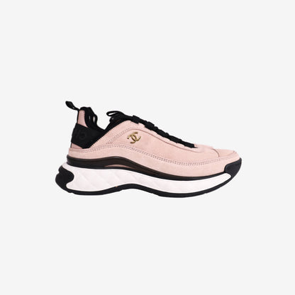 Chanel 23K Sneakers in Light Pink Suede and Nylon (Size 38)