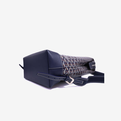 Goyard Cisalpin Backpack in Navy Goyardine Canvas with Palladium Hardware bottom side view