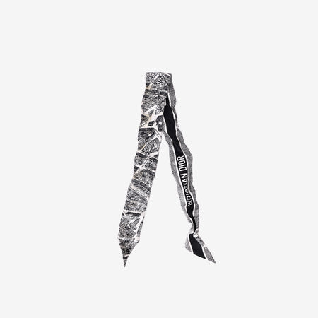 Christian Dior Plan de Paris Mitzah Scarf in White and Black Silk