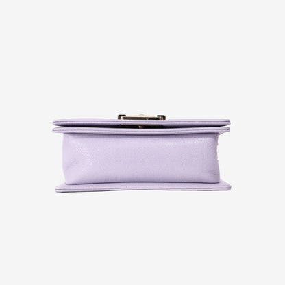 Chanel Small Boy Bag in Light Purple Caviar Leather with Gold Hardware