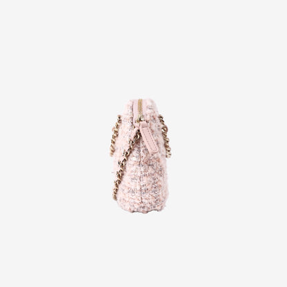 Chanel Fantasy Tweed Coco Clutch with Chain in Light Pink Tweed with Gold Hardware