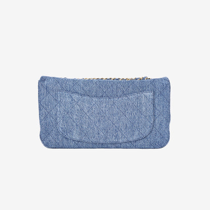 Chanel 26A Maxi Flap Bag in Blue Denim with Gold Hardware