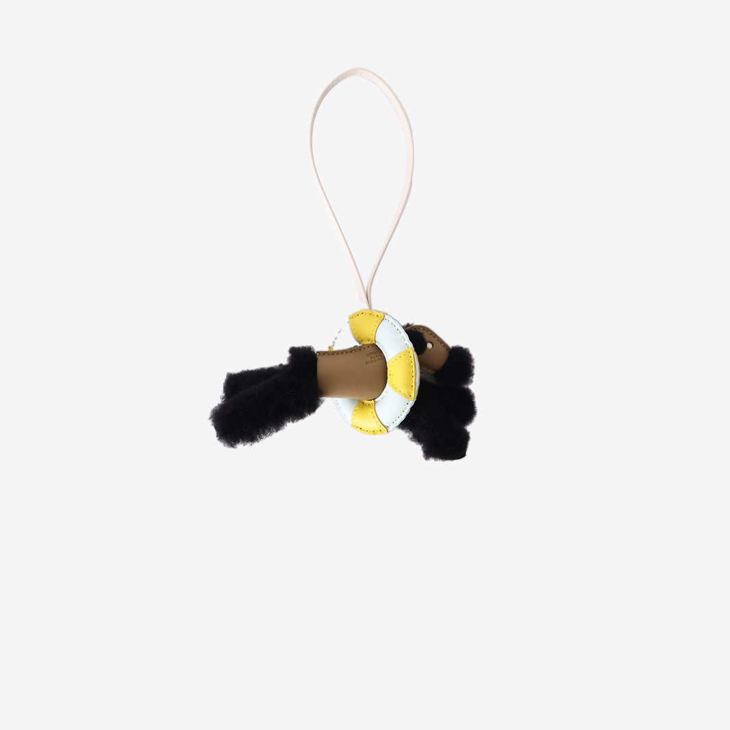 Hermès Budy À la Mer Charm in Dune/Craie/Noir Agneau Milo Lambskin, Mouton and Cotton (Contact to Enquire)