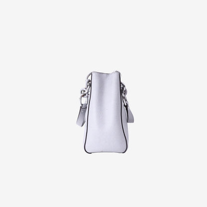 Michael Kors Cynthia Small Saffiano Satchel in Light Purple Saffiano Leather with Silver Hardware