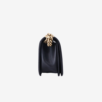 Chanel Boy Bag Medium in Black Calfskin Leather with Gold Hardware