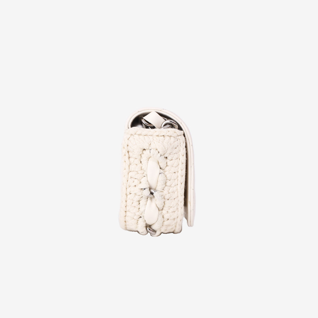 Chanel Mini Bag in White Lambskin Leather with Silver Hardware
