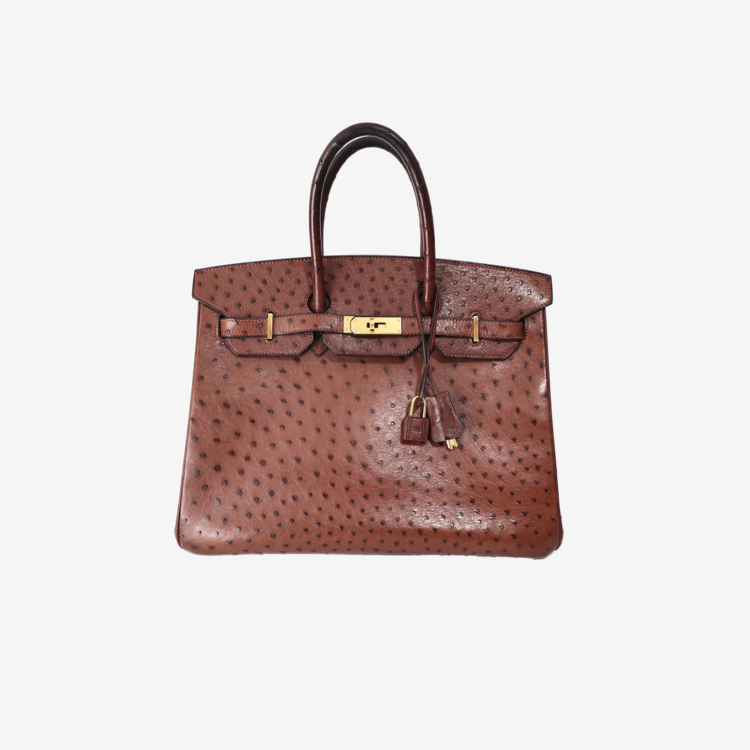 Hermès Birkin 35 in Marron Foncé Ostrich Leather with Gold-Plated Hardware (Contact to Enquire)