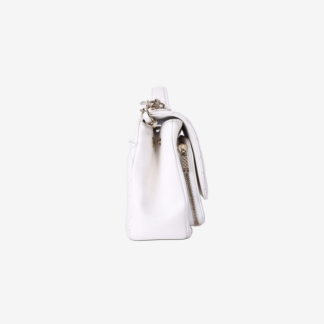 Chanel Business Affinity Flap Bag in White Caviar Leather with Gold Hardware