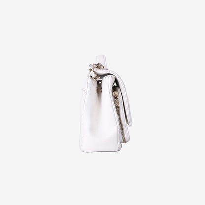 Chanel Business Affinity Flap Bag in White Caviar Leather with Gold Hardware