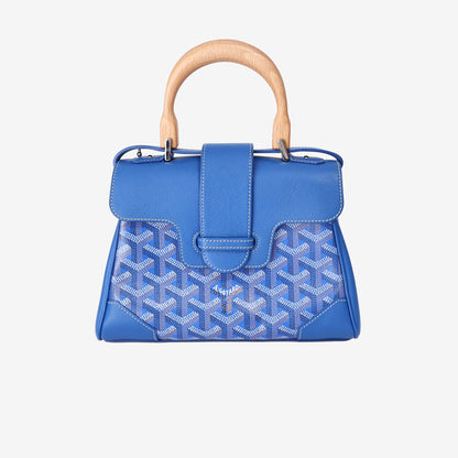 Goyard Saïgon Souple Mini Bag in Sky Blue Goyardine Canvas and Calfskin Leather with Palladium Hardware