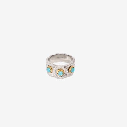 Buccellati Blossoms Eternelle Ring in Silver with Light Blue Agate